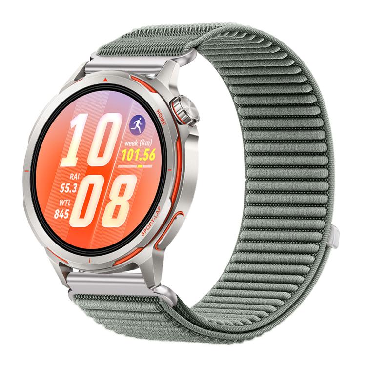 Woven Nylon Hook And Loop Fastener Metal Interface Watch Band, For Huawei Watch GT Runner 2