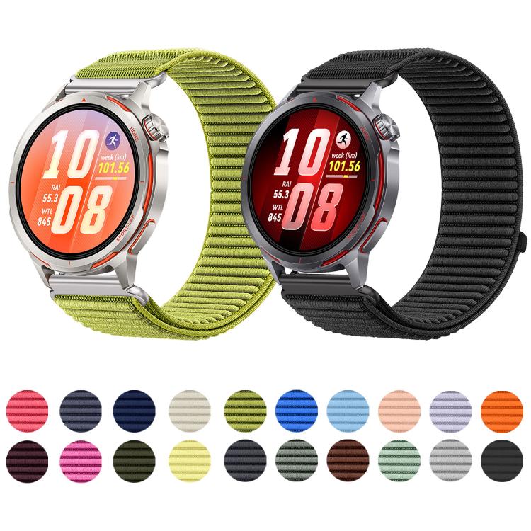 Woven Nylon Hook And Loop Fastener Metal Interface Watch Band, For Huawei Watch GT Runner 2