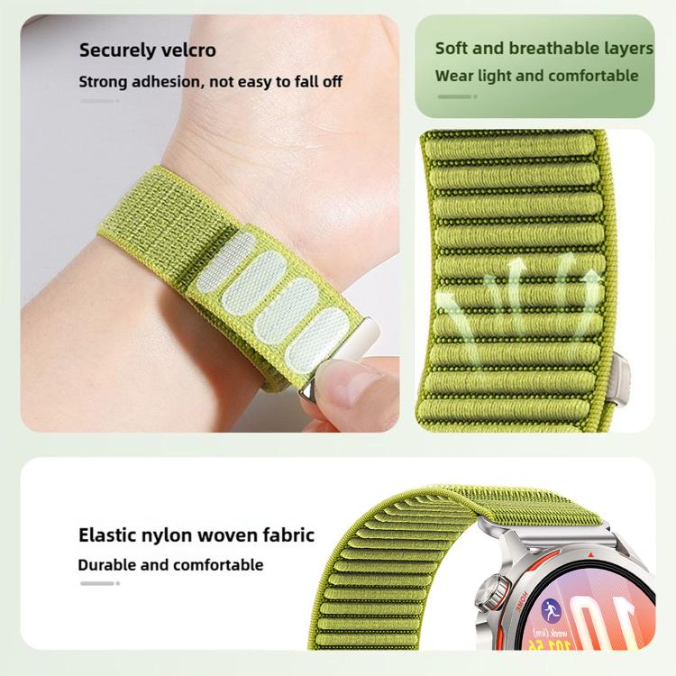 Woven Nylon Hook And Loop Fastener Metal Interface Watch Band, For Huawei Watch GT Runner 2