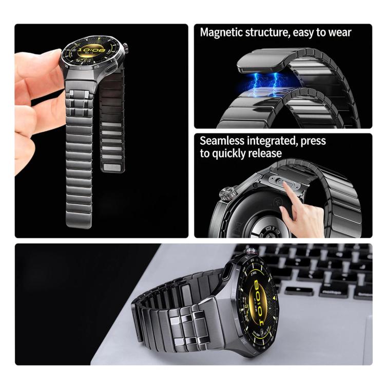 Seamless Press Button AP Style Magnetic Stainless Steel Watch Band, For Huawei Watch GT6 Pro