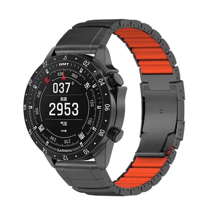 Turtle Buckle One Bead Silicone Titanium Alloy Watch Band, For Garmin 26mm, For Garmin 22mm