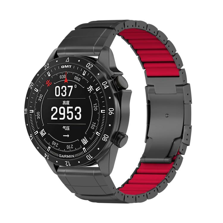 Turtle Buckle One Bead Silicone Titanium Alloy Watch Band, For Garmin 26mm, For Garmin 22mm
