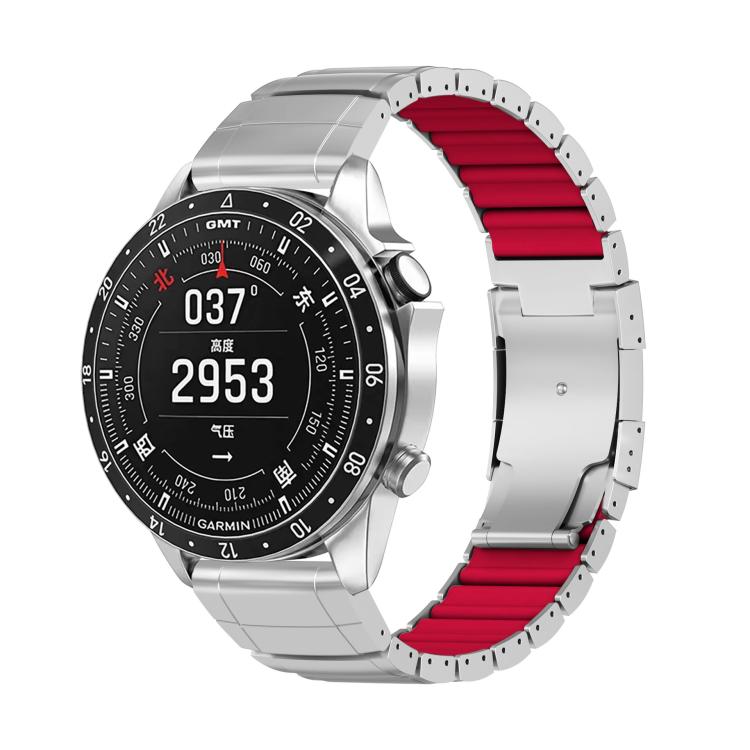 Turtle Buckle One Bead Silicone Titanium Alloy Watch Band, For Garmin 26mm, For Garmin 22mm