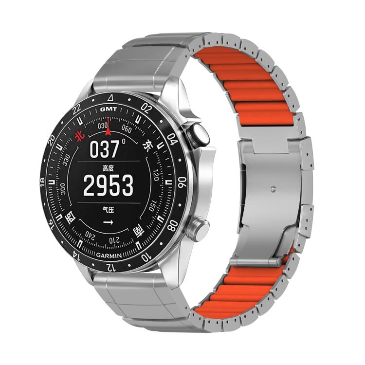 Turtle Buckle One Bead Silicone Titanium Alloy Watch Band, For Garmin 26mm, For Garmin 22mm
