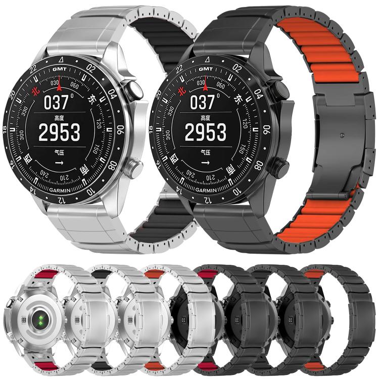 Turtle Buckle One Bead Silicone Titanium Alloy Watch Band, For Garmin 26mm, For Garmin 22mm
