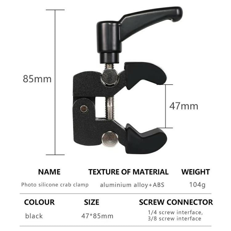 Z039 Photography Clamp 1/4 and 3/8 Thread Crab Pliers Clip For DSLR Cameras
