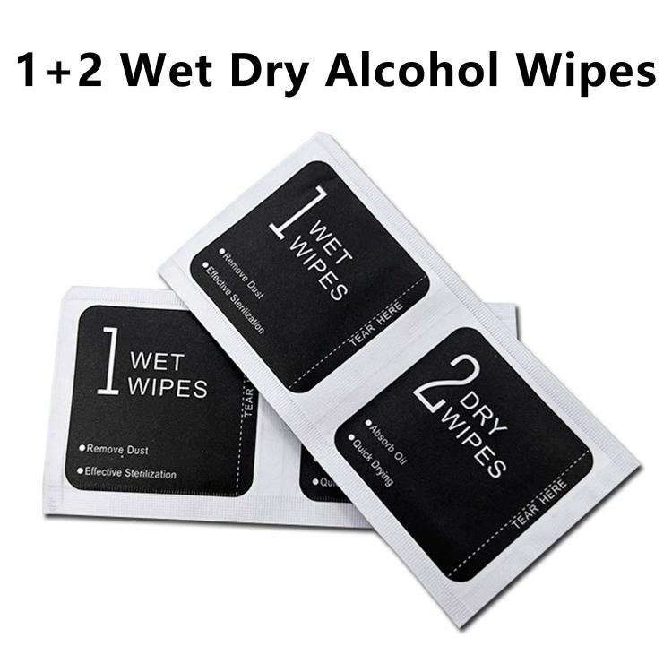 500pcs 1+2 Wet Dry Alcohol Wipes Dust Removal Cleaning Kit Alcohol Wipes Film Application Tools, Size:4 x 8 cm