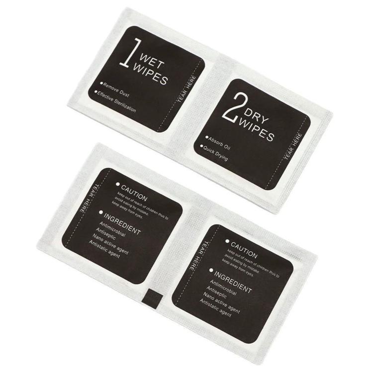 500pcs 1+2 Wet Dry Alcohol Wipes Dust Removal Cleaning Kit Alcohol Wipes Film Application Tools, Size:4 x 8 cm