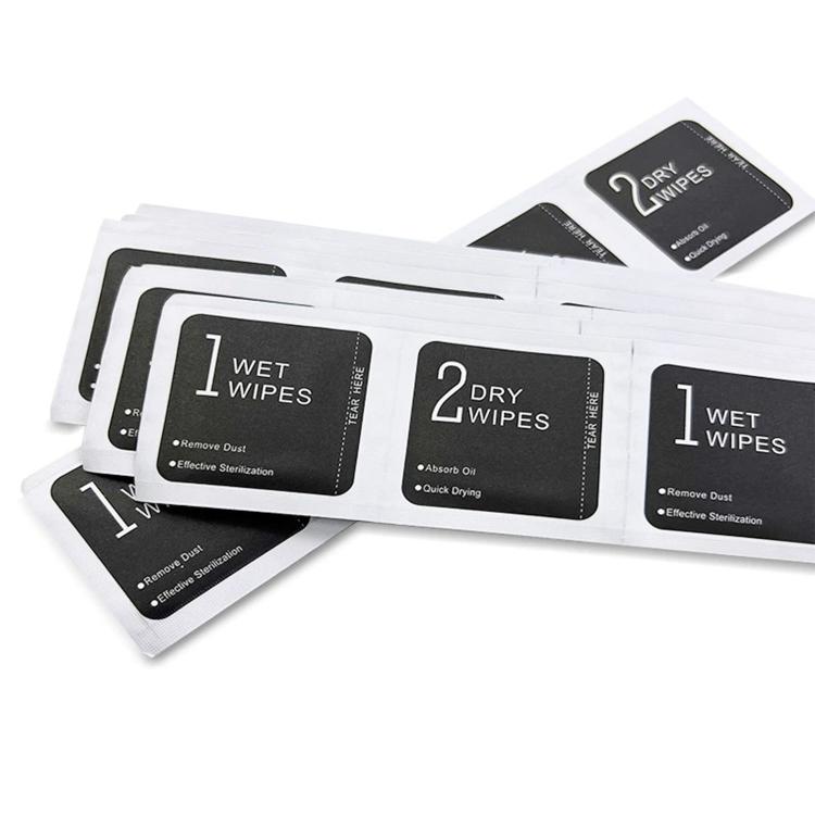 500pcs 1+2 Wet Dry Alcohol Wipes Dust Removal Cleaning Kit Alcohol Wipes Film Application Tools, Size:4 x 8 cm