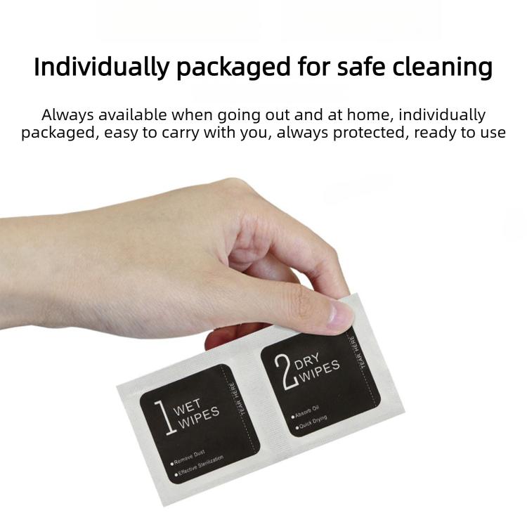 500pcs 1+2 Wet Dry Alcohol Wipes Dust Removal Cleaning Kit Alcohol Wipes Film Application Tools, Size:4 x 8 cm