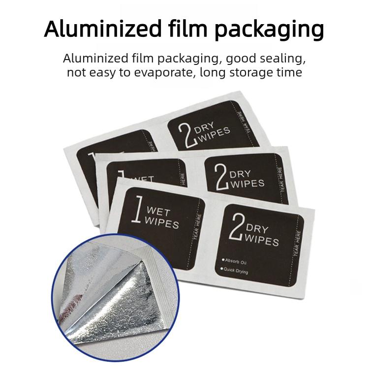 500pcs 1+2 Wet Dry Alcohol Wipes Dust Removal Cleaning Kit Alcohol Wipes Film Application Tools, Size:4 x 8 cm