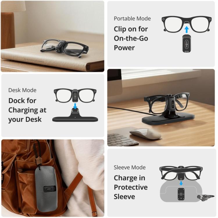BOBOVR CG2 For Meta Ray-Ban Wayfarer Smart AI Glass 3 in 1 Charging Station