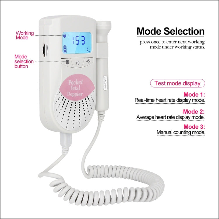 FD-100 Digital Fetal Doppler Ultrasound Sound Baby Heartbeat Detector Monitor LED Digital Prenatal Pocket Fetal Doppler Stethoscope (Pink), FD-100  (Pink)