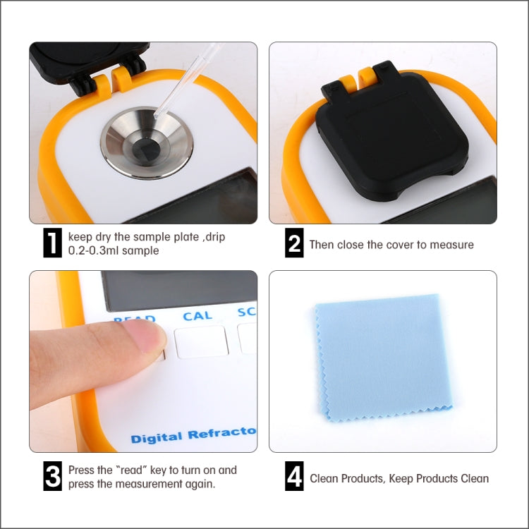 DR301 Digital Honey Refractometer Measuring Sugar Content Meter Range 090 Brix Refractometer Baume Honey Water Concentration Tool, DR301