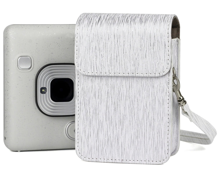 Richwell Brushed Camera Case PU Leather Case for Fujifilm Instax Mini Liplay Instant Camera, Black, White, Gold