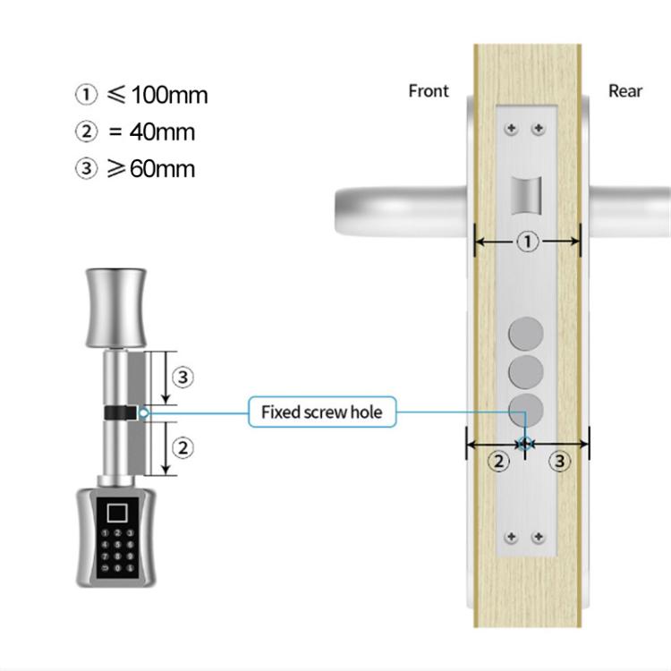 60+40mm Office Home Value Fingerprint Password Smart Lock Core Password Lock Only LockLock Home Security Door Lock, 60+40mm