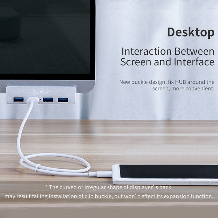ORICO  MH4PU-P Aluminum Alloy 4 Port USB3.0 Clip-type HUB, MH4PU-P(Silver)