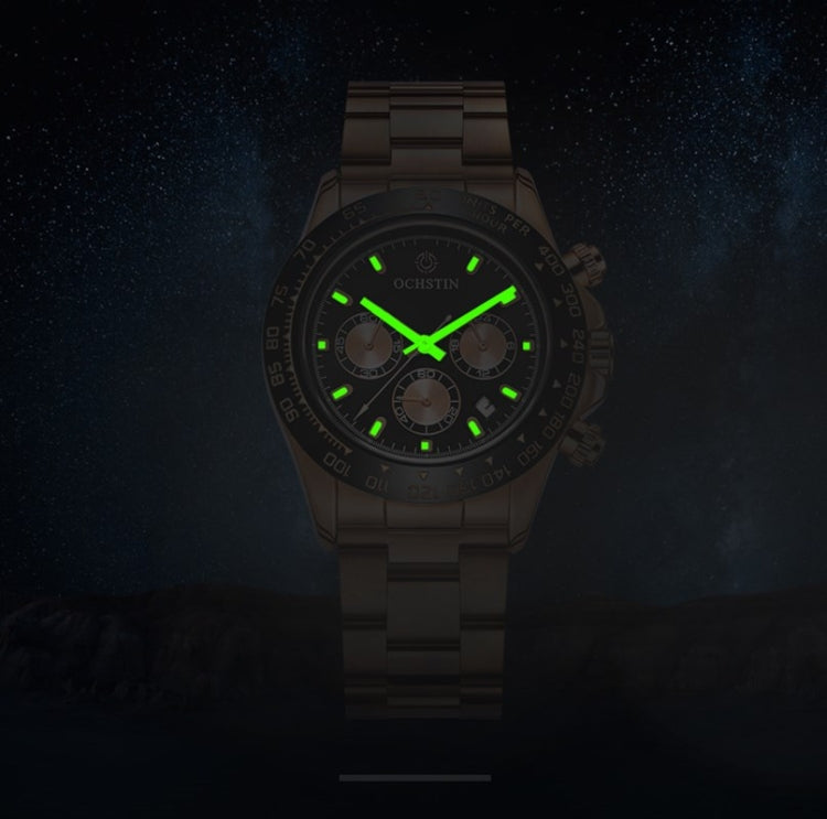 OCHSTIN Augusten 6103B Multi Function Quartz Watch Sports luminous Waterproof Watch Calendar Steel Band Men  Watch