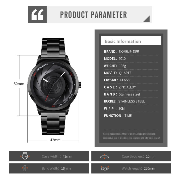 Skmei 9210 Fashion Trend Mens Business Wristwatch Simple Three-Dimensional Surface Waterproof Gold Quartz Watch Man, For Men
