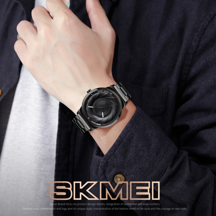 Skmei 9210 Fashion Trend Mens Business Wristwatch Simple Three-Dimensional Surface Waterproof Gold Quartz Watch Man, For Men