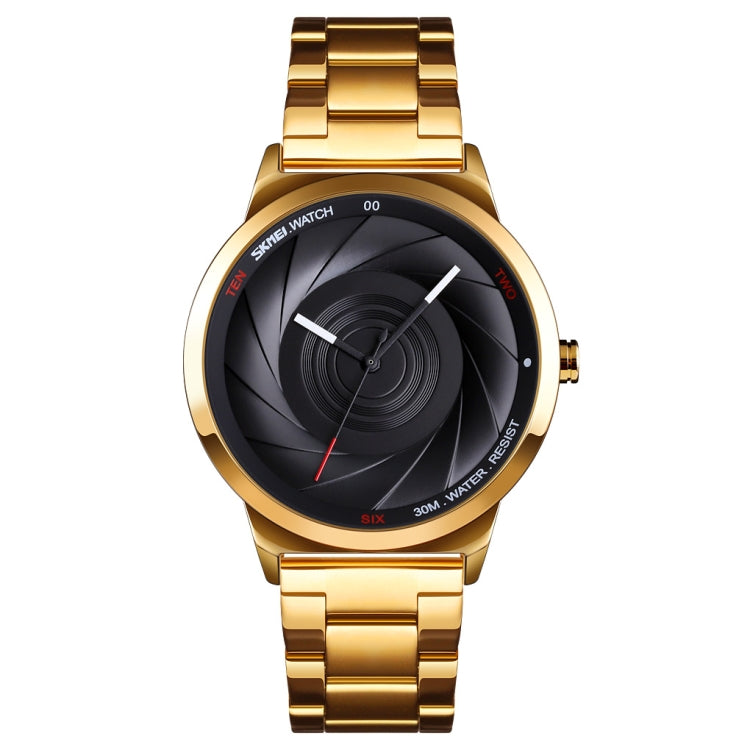 Skmei 9210 Fashion Trend Mens Business Wristwatch Simple Three-Dimensional Surface Waterproof Gold Quartz Watch Man, For Men