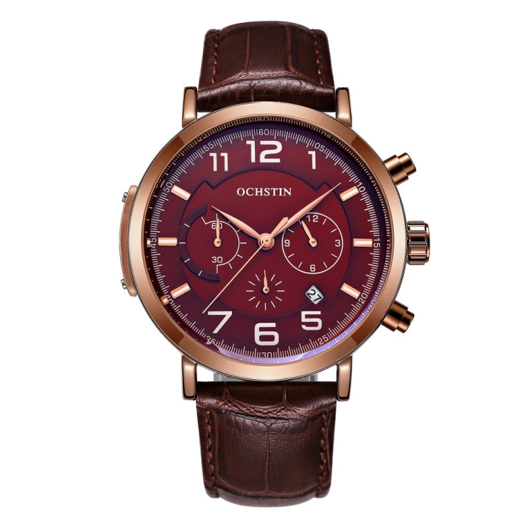 Ochstin 6105 Multi Function Watch Business Leisure Men  Watch Waterproof Timing Quartz Watch Belt Watch