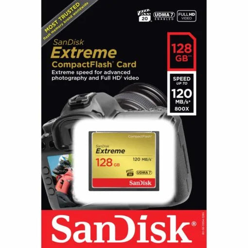 SanDisk Extreme 128GB UDMA7 CompactFlash Card (Black/Gold)