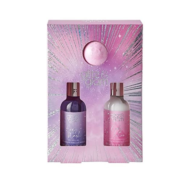 Style & Grace Glitz & Glam Mini Treats Gift Set 100ml Body Wash + 100ml Body Lotion + 50g Bath Fizzer