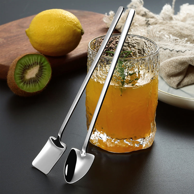 2 PCS Stainless Steel Spoon Creative Coffee Spoon Bar Ice Spoon Gold Plated Long Stirring Spoon, Round Spoon Gold