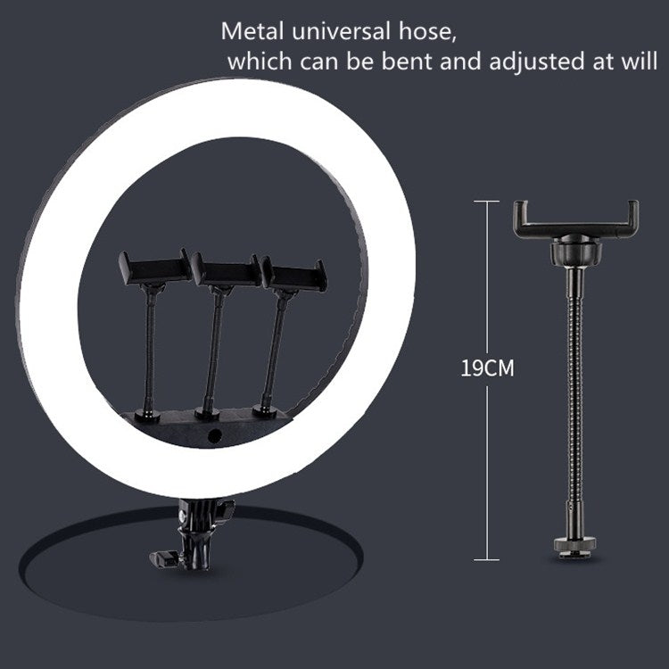 HQ-18N 18 inch 45cm LED Ring Vlogging Photography Video Lights Kits with Remote Control & Phone Clamp & 2.1m Tripod Mount, EU Plug, 18 inch