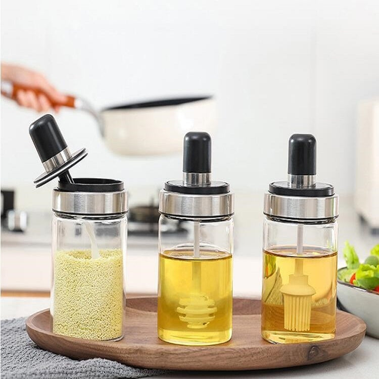 Kitchenware Seasoning Jar Spoon Cover Integrated Sealing Moisture-proof Cruet, White