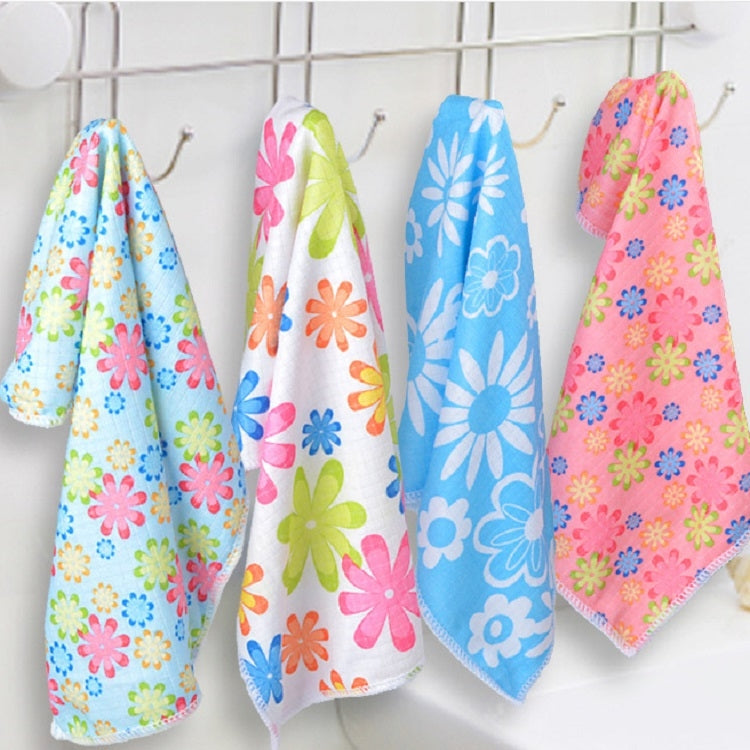 4 PCS / Set Microfiber Printed Flowers Cloth Cleaning Cloth, Microfiber Printed Towels