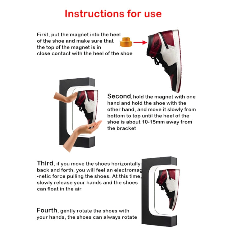 LM-001 LED Lighting Magnetic Levitation Shoes Display Stand, 28mm Black+Color Lamp+RC, 28mm White+Color Lamp+RC