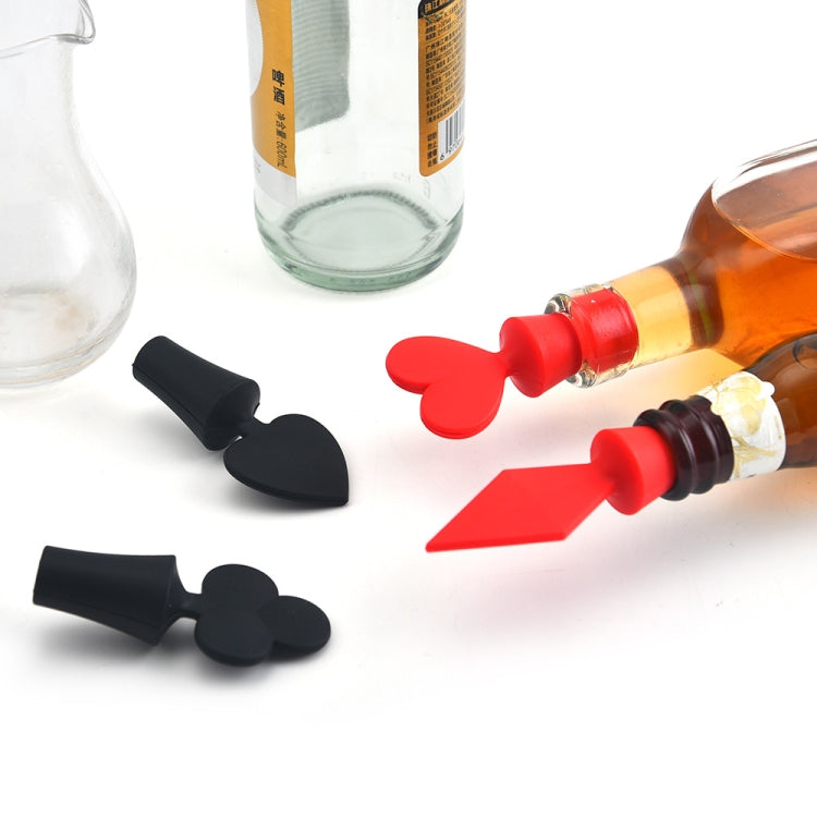 Silicone Wine Stopper Poker Series Wine Stopper, 12 PCS Peach Heart Shape, 12 PCS Poker Shape, 12 PCS Black Plum Shape, 12 PCS Red Square Shape