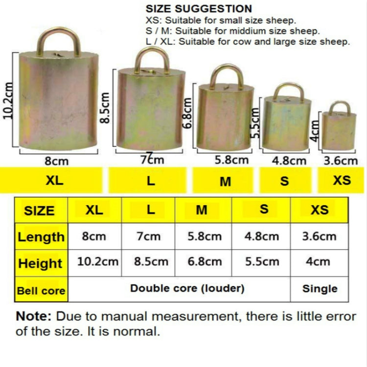 Special Loud Thick Cow Horse Sheep Farm Animals Anti-Lost Loud Bell, S, M, L, XL