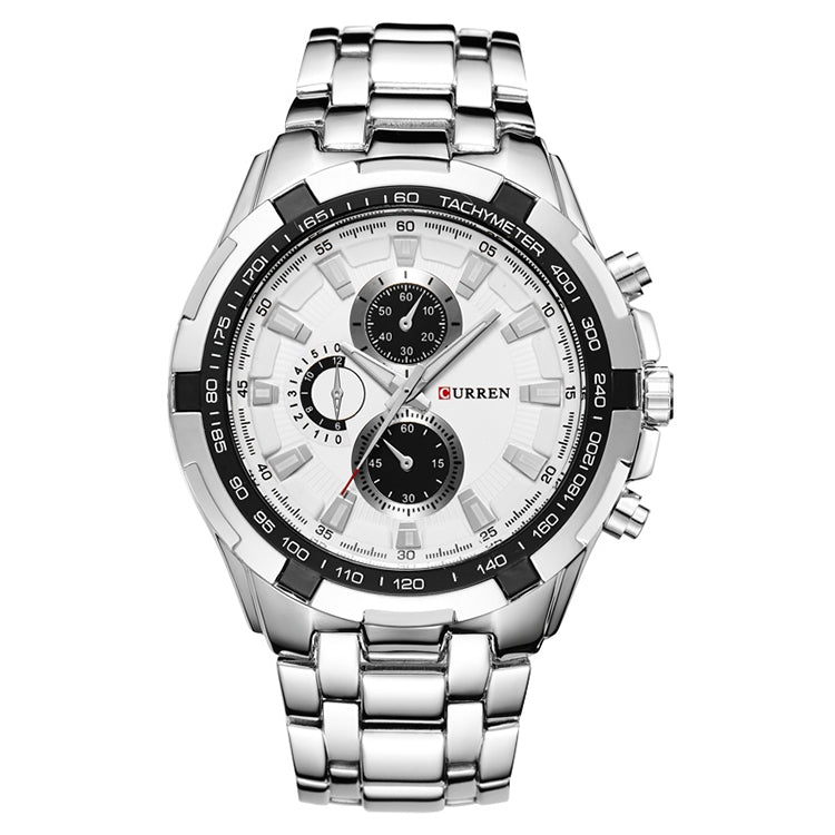 CURREN 8023 Men Stainless Steel Analog Sport Quartz Watch, White case white face, Silver case gold face, Silver case gold ring black face, Black case white face, Black case black face, Black case gold ring white face, Black case gold face              ...