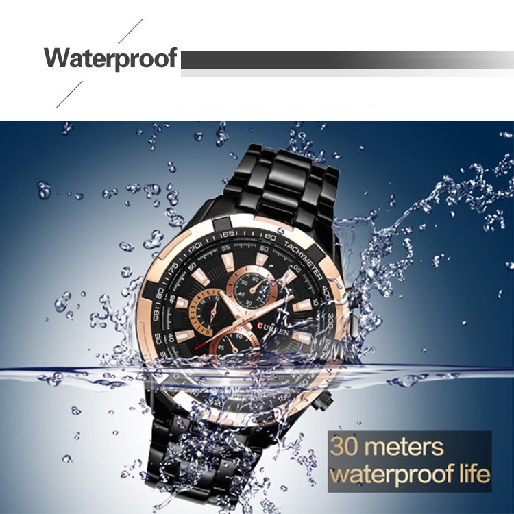 CURREN 8023 Men Stainless Steel Analog Sport Quartz Watch, White case white face, Silver case gold face, Silver case gold ring black face, Black case white face, Black case black face, Black case gold ring white face, Black case gold face              ...