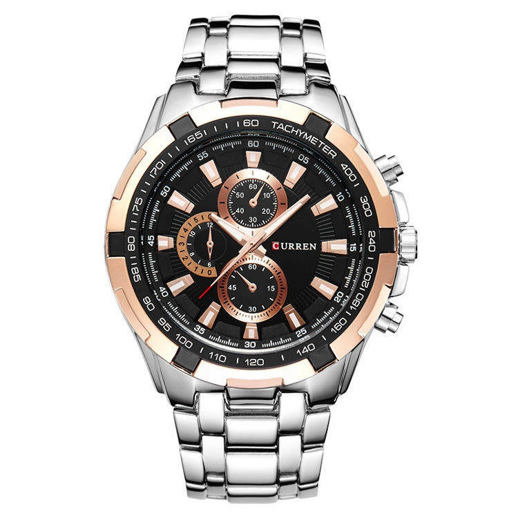 CURREN 8023 Men Stainless Steel Analog Sport Quartz Watch, White case white face, Silver case gold face, Silver case gold ring black face, Black case white face, Black case black face, Black case gold ring white face, Black case gold face              ...