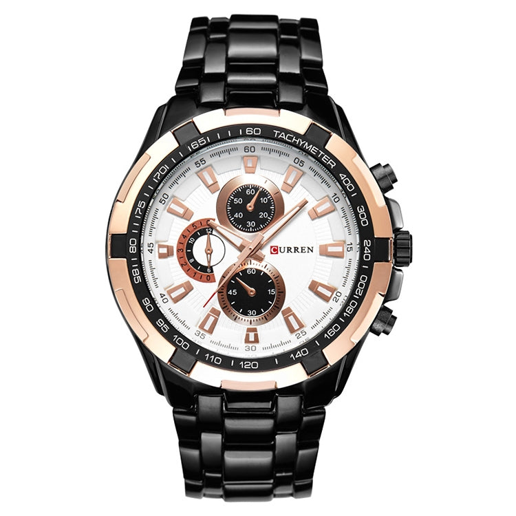CURREN 8023 Men Stainless Steel Analog Sport Quartz Watch, White case white face, Silver case gold face, Silver case gold ring black face, Black case white face, Black case black face, Black case gold ring white face, Black case gold face              ...