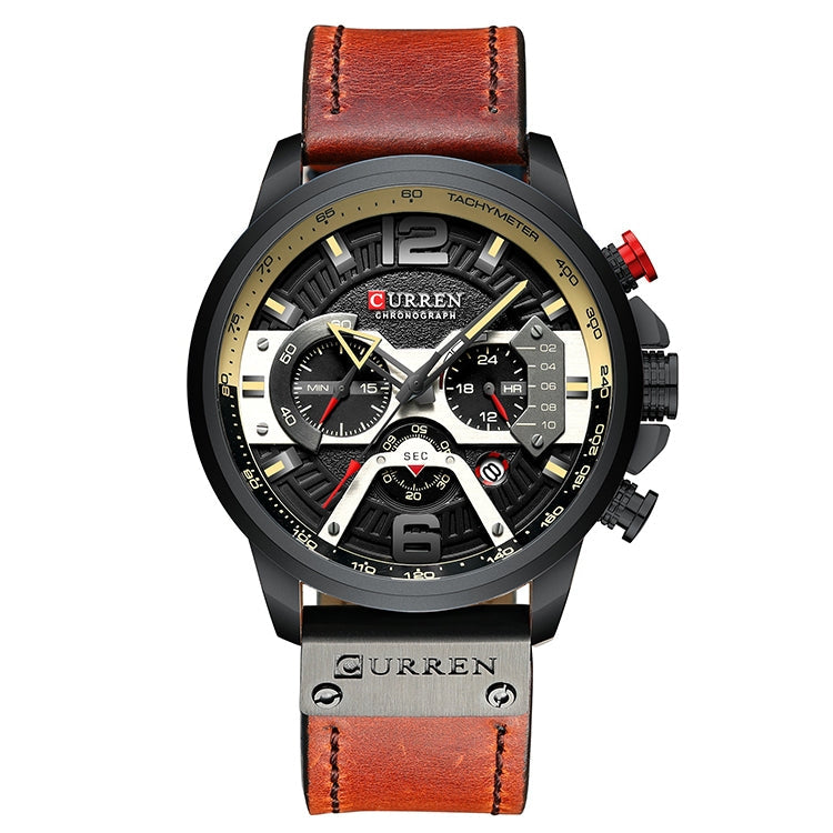 CURREN M8329 Casual Sport Leather Watch for Men, Rose blue, Rose black, Gold black, Black Khaki, White black