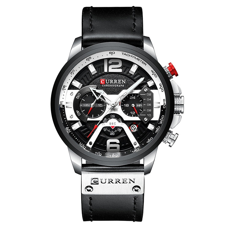 CURREN M8329 Casual Sport Leather Watch for Men, Rose blue, Rose black, Gold black, Black Khaki, White black