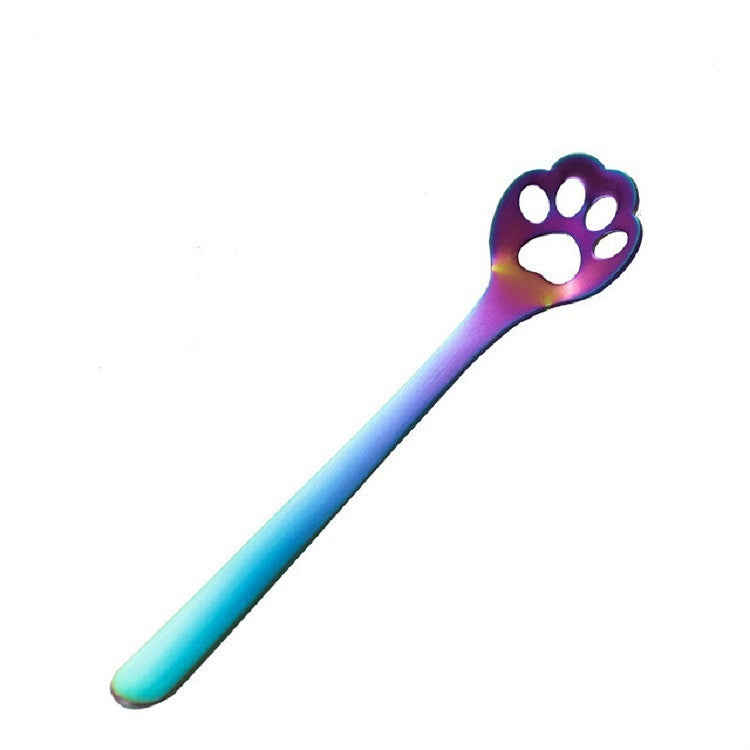 Stainless Steel Creative Cat Claw Coffee Spoon Dessert Cake Spoon, Cat Claw Spoon Gold, Hollow Cat Claw Spoon Gold, Cat Claw Spoon Rose Gold, Hollow Cat Claw Spoon Rose Gold, Cat Claw Spoon Black, Hollow Cat Claw Spoon Black, Cat Claw Spoon Colorful   ...