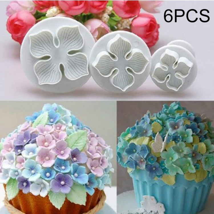2 Set Silicone Hydrangea Fondant Cake Decorating Flower Blossom Mold, 3 PCS Hydrangea