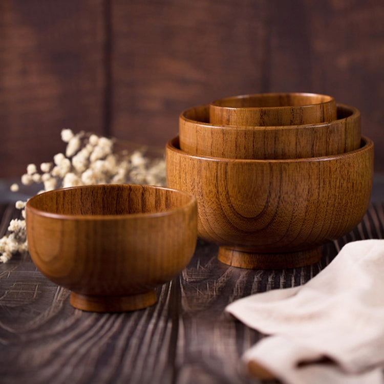 Adult Children Jujube Solid Wood Bowl Soup Noodle Bowl Household Tableware, Diameter 10.5 cm, Diameter 11.5 cm