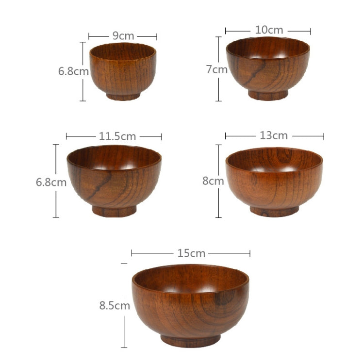 Adult Children Jujube Solid Wood Bowl Soup Noodle Bowl Household Tableware, Diameter 10.5 cm, Diameter 11.5 cm