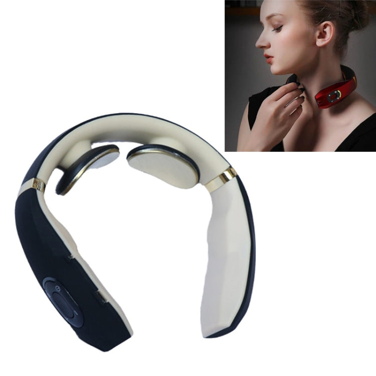 Cervical Vertebra Massager Charging Intelligent Pulse Physiotherapy Instrument Electromagnetic Vibration Neck Protector, Black, Red