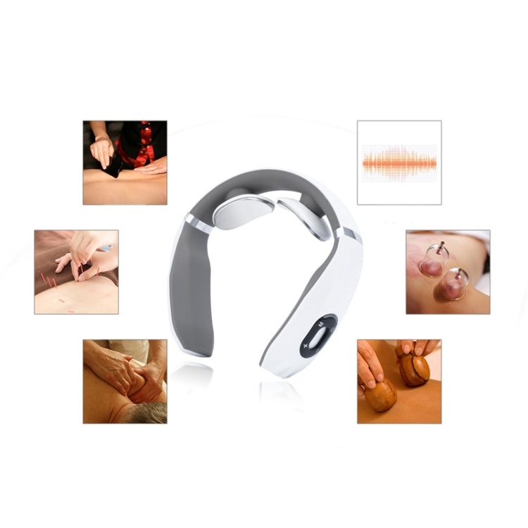 Cervical Vertebra Massager Charging Intelligent Pulse Physiotherapy Instrument Electromagnetic Vibration Neck Protector, Black, Red