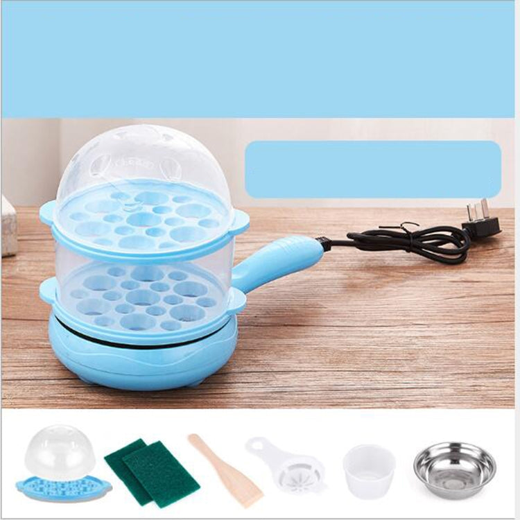 Multifunction Mini  Non-Stick Frying Pan Boiler Steamer Cooker Poached Eggpot, Yellow single frying pan + wooden shovel, Pink single frying pan + wooden shovel, Blue single frying pan + wooden shovel, Yellow single layer package + wooden shovel        ...