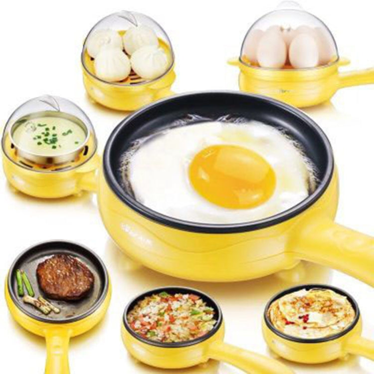 Multifunction Mini  Non-Stick Frying Pan Boiler Steamer Cooker Poached Eggpot, Yellow single frying pan + wooden shovel, Pink single frying pan + wooden shovel, Blue single frying pan + wooden shovel, Yellow single layer package + wooden shovel        ...
