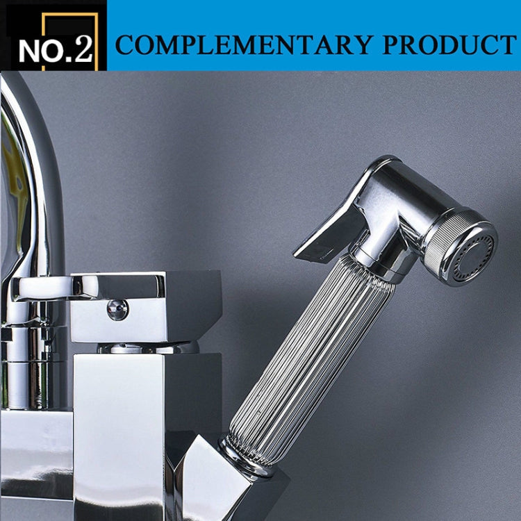 Kitchen Faucet Mixer Tap Single Handle Two Swivel Spouts Hot Cold Water Tap Pull Out Flushing Spray Tap, Low